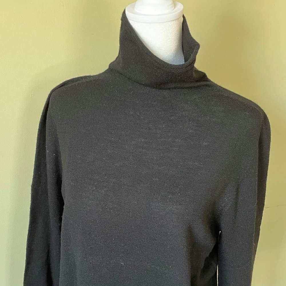 Women's Black 100% Wool Large Turtleneck Pullover Sweater NW/OT